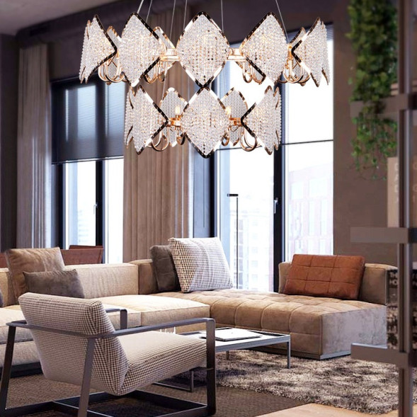 Люстра В Стиле Арт-Деко Epica Из Хрусталя Золото D 105+75Cm