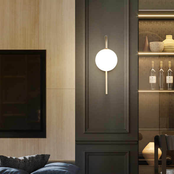 Бра С Матовым Круглым Плафоном На Изогнутом Каркасе Elate