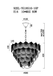 Люстра потолочная &quot;Ракушки&quot; 92EL-YG18516-10P