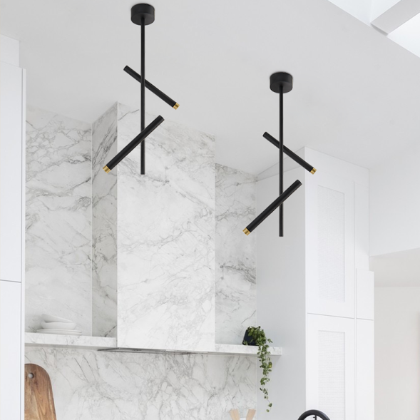 Светильник С Двумя Цилиндрическими Плафонами На Потолочной Стойке Look