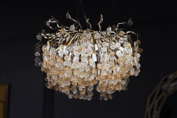 Люстра подвесная &quot;Монетки&quot; стекло/металл шампань 86-8016/600