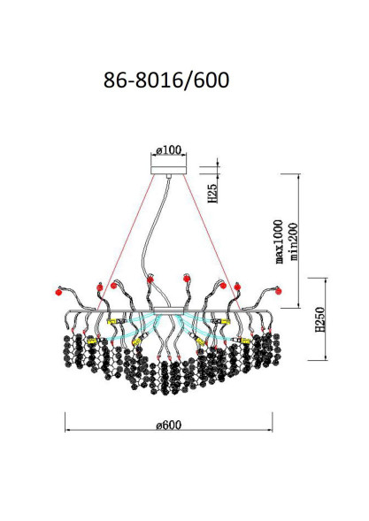 Люстра подвесная &quot;Монетки&quot; стекло/металл шампань 86-8016/600