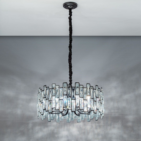 1037 matt black/K9 cryst люстра подвесная