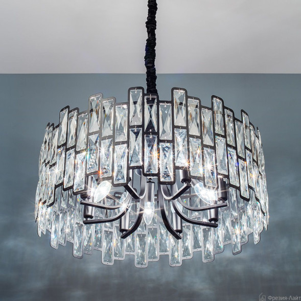 1037 matt black/K9 cryst люстра подвесная