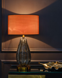 Лампа настольная серо-зеленое стекло (коричневый плафон) K2TL-07233