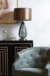 Лампа настольная серо-зеленое стекло (коричневый плафон) K2TL-07233