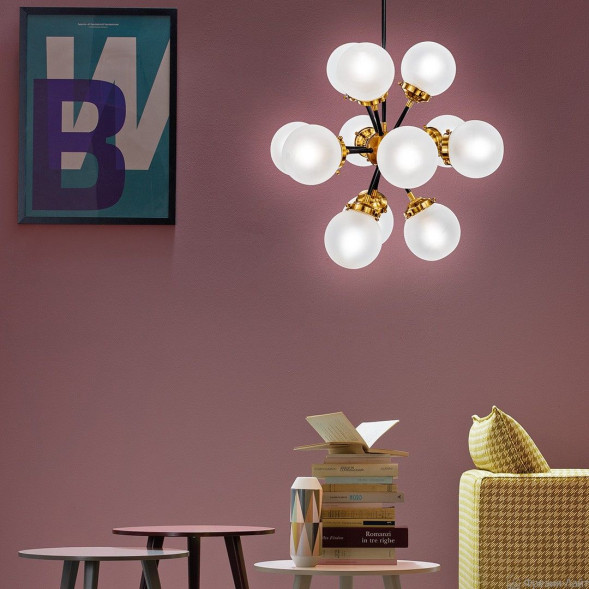 1009/12 black brass/white люстра подвесная