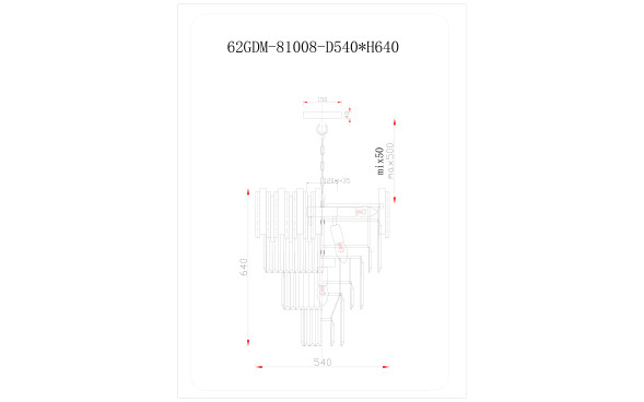 Люстра с кристаллами (золото) 62GDM-81008-540