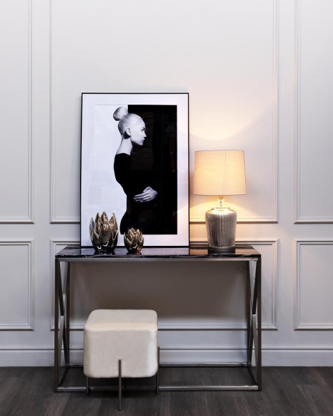 Лампа настольная серебристая (кремовый абажур) 22-88237