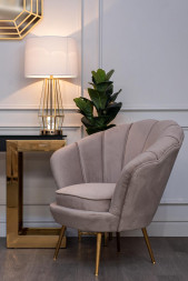 Лампа настольная прозрачное стекло/золото (белый абажур) 22-88243