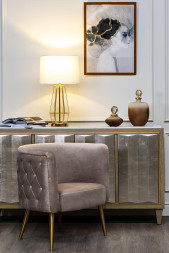 Лампа настольная прозрачное стекло/золото (белый абажур) 22-88243