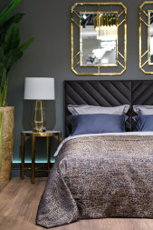 Лампа настольная прозрачное стекло/золото (белый абажур) 22-88243