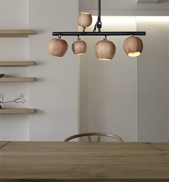 Подвесной Реечный Светильник Conny 7 Ламп Светлое Дерево 5