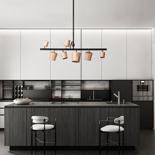 Подвесной Реечный Светильник Conny 7 Ламп Светлое Дерево 5