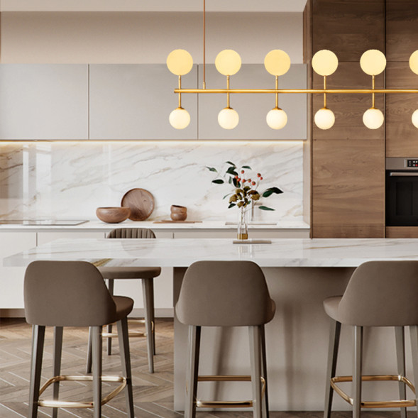 Реечный Светильник С Шарообразными Стеклянными Плафонами И Металлическими Дисками Santa Long