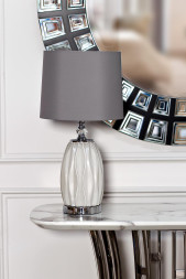 Лампа настольная из белого стекла (серый абажур) 22-87755