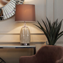 Лампа настольная из белого стекла (серый абажур) 22-87755