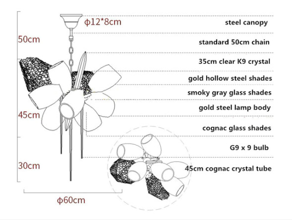 Люстра Delight Collection 8898P/AS gold/smoky