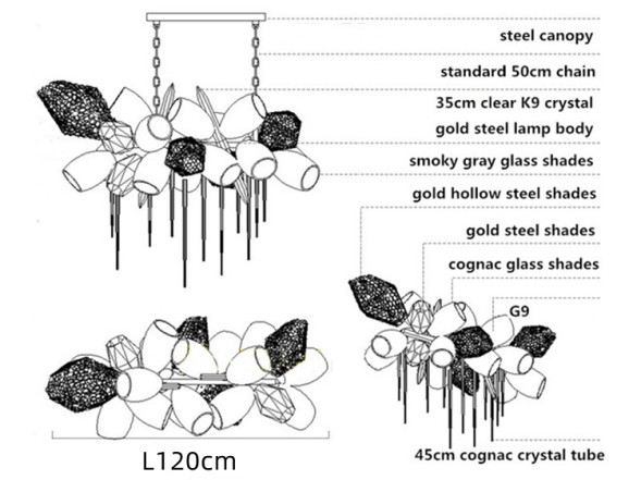 Люстра Delight Collection 8898P/BL gold/smoky