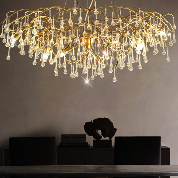 Серия Современных Люстр На Металлическом Каркасе С Прозрачными Подвесками Из Стекла В Виде Капель Marian