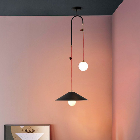 Подвесной Светильник Offset Черный С Красным Проводом