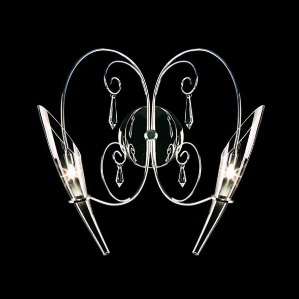 Бра С Вытянутым Стеклянным Плафоном И Декором В Виде Хрустальных Подвесок Alin Wall