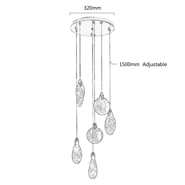 Подвесной светильник Delight Collection MT9176-6H titanium gold