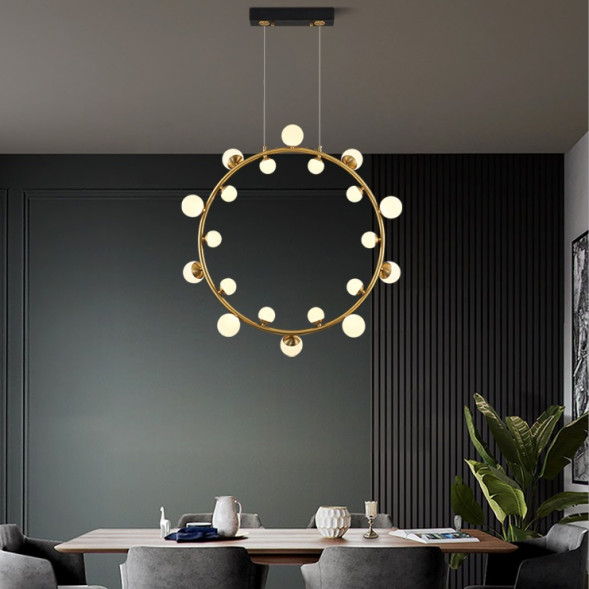 Подвесной Светильник С Кольцевым Каркасом И Шарообразными Стеклянными Плафонами По Периметру Alfa