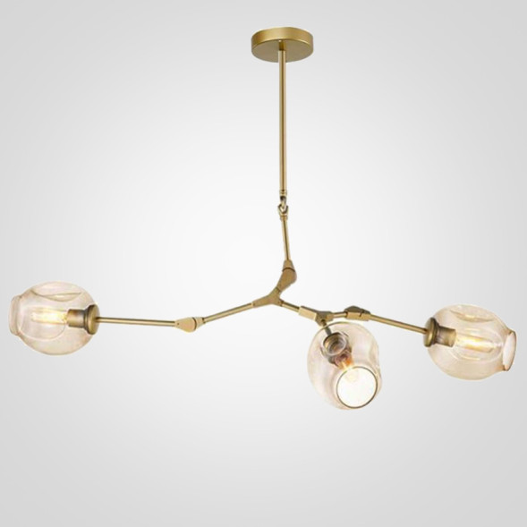 Люстра Сrumpled Glass Bubble Chandelier Gold 3 Плафона
