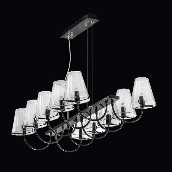 Реечный Светильник С Десятью Лампами С Цилиндрическими Плафонами На Выгнутых Рожках Innis