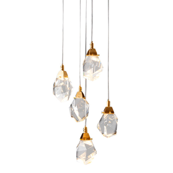 Подвесной светильник Delight Collection Crystal rock 5 gold