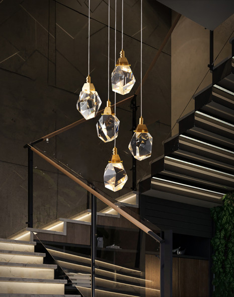 Подвесной светильник Delight Collection Crystal rock 5 gold