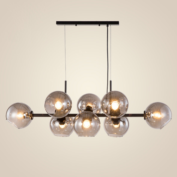 Подвесной Реечный Светильник Disa Черный + Дымчатое Стекло