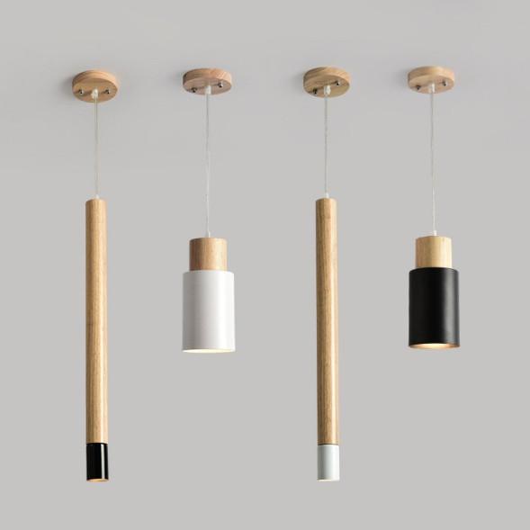 Подвесной Светильник Pipe Wood Short Белый