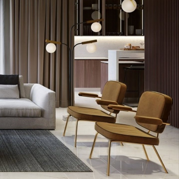 Торшер На Мраморном Основании, Имитирующий Уличный Фонарь Из Трех Опор С Шарообразными Стеклянными Плафонами Namer