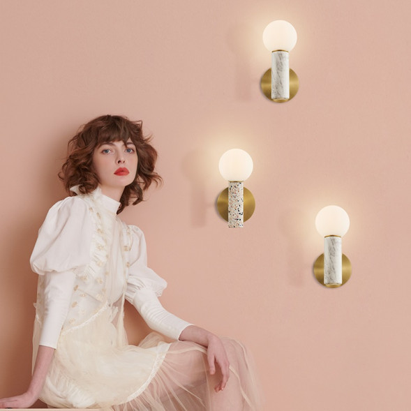 Серия Настенных Светильников Из Мрамора С Матовым Круглым Плафоном Mercy Wall