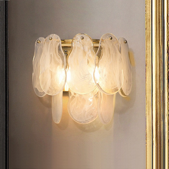 Настенный Светильник С Декором Из Рельефного Стекла С Дымчато-Белым Узором Julis Wall