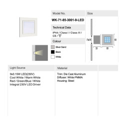 Встраиваемый светильник Delight Collection 71-85-3001-H-9 cool white silver