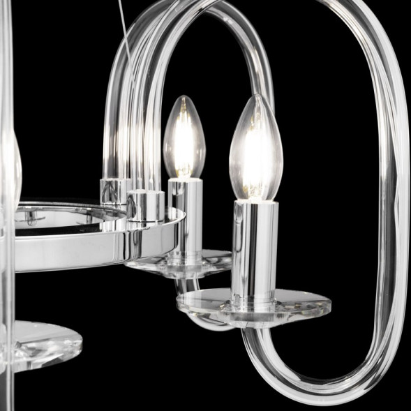 Люстра Со Стеклянными Рожками На Металлических Кольцах Разного Диаметра И Стеклянными Шарами На Тросах Nissa