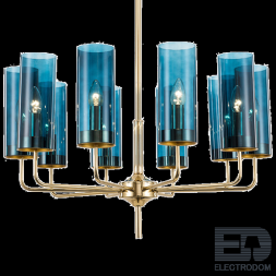 Люстра Hans-Agne Jakobsson Brass &amp;Amp; Blue Glass Tube Chandelier Hans-Agne Jakobsson In 1970 10 Синий