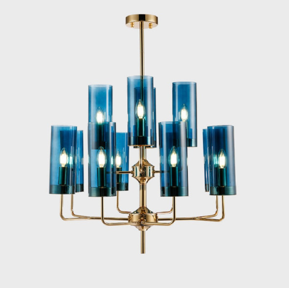 Люстра Hans-Agne Jakobsson Brass &amp;Amp; Blue Glass Tube Chandelier Hans-Agne Jakobsson In 1970 12 Синий