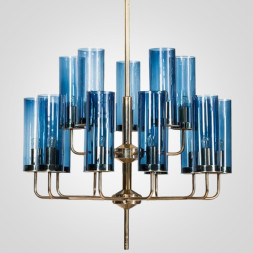 Люстра Hans-Agne Jakobsson Brass &amp;Amp; Blue Glass Tube Chandelier Hans-Agne Jakobsson In 1970 15 Синий