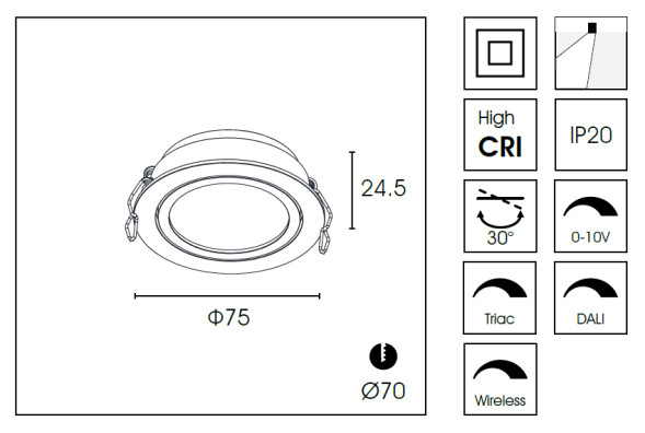 Встраиваемый светильник Delight Collection DA8303DR Ø7.5