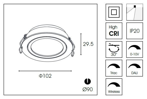 Встраиваемый светильник Delight Collection DA8304DR Ø10.2