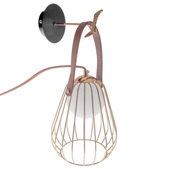 Бра С Плафоном Из Металлических Прутьев И Декором В Виде Кожаного Ремешка Eker Wall