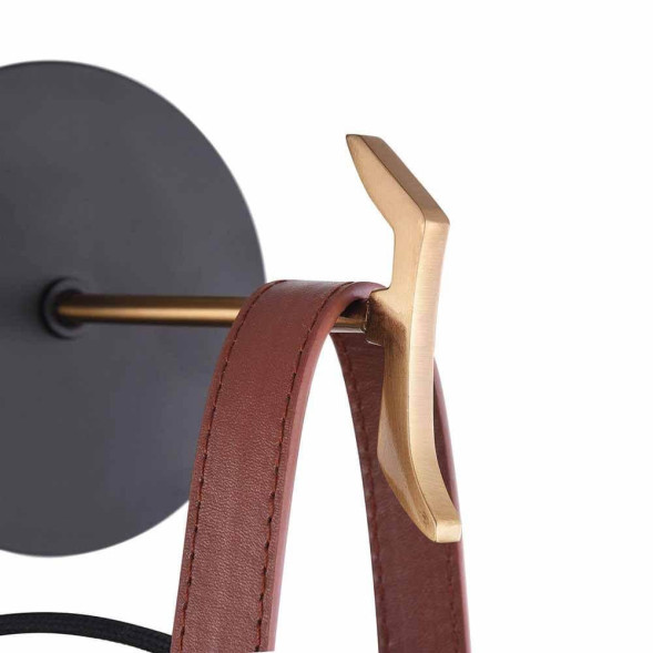 Бра С Плафоном Из Металлических Прутьев И Декором В Виде Кожаного Ремешка Eker Wall