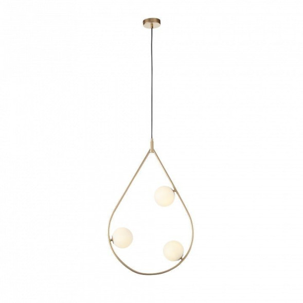 Подвесной Светодиодный Светильник С Тремя Стеклянными Шарообразными Плафонами Внутри Подвеса В Виде Капли Collin